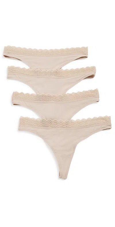 Stripe & Stare Zigzag Lace Thong 4-pack Sand In Neutral