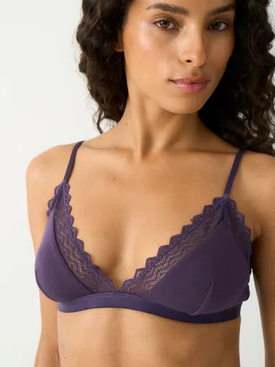 Stripe & Stare Zigzag Lace Triangle Bra In Night Fog
