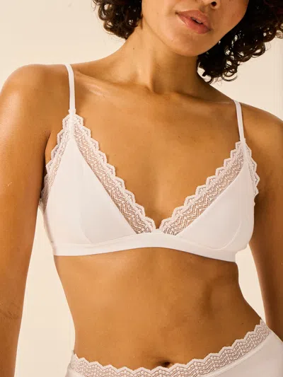 Stripe & Stare Zigzag Lace Triangle Bra In White