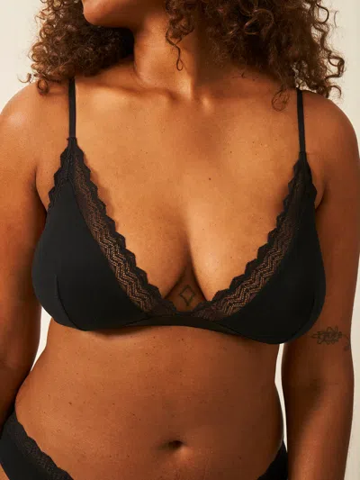 Stripe & Stare Zigzag Lace Triangle Bra In Zigzag Lace Black