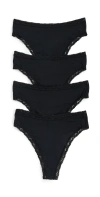 STRIPE & STARE HIGH WAISTED THONG FOUR PACK BLACK