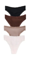 STRIPE & STARE HIGH WAISTED THONG FOUR PACK MULTI