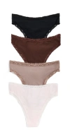 Stripe & Stare High Waisted Thong Four Pack Multi In Multi