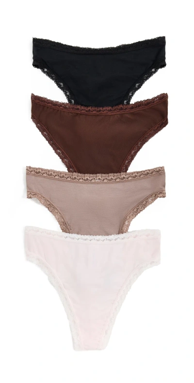 Stripe & Stare High Waisted Thong Four Pack Multi