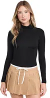 Stripe & Stare Long Sleeve Roll Neck Bodysuit Black In Black