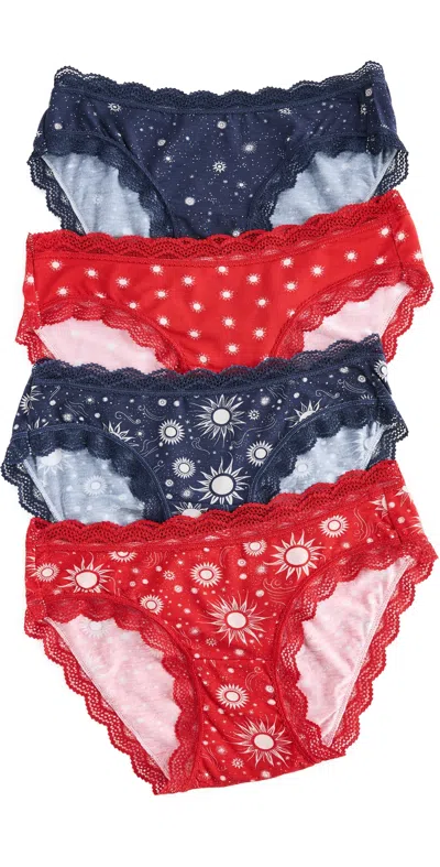 Stripe & Stare Original Knicker Four Pack Red In Starlight