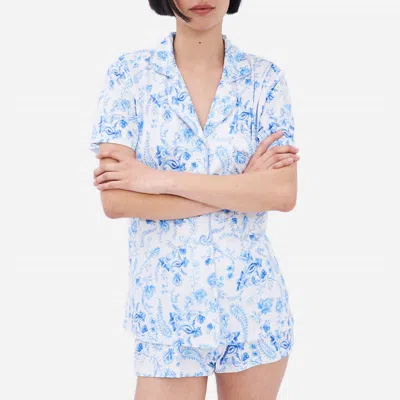 Stripe & Stare Soft Tencel Modal Short Paisley Pajama Set In Spring Paisley In Multi