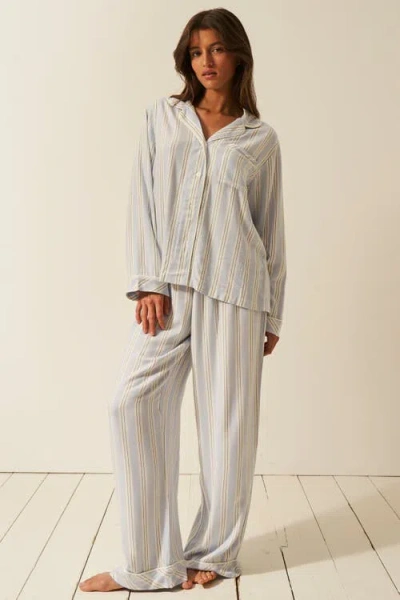 Stripe & Stare Ecovero Pyjama Bottoms In Barneby Gates Blue