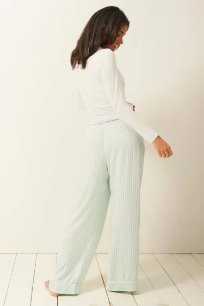 Stripe & Stare Ecovero Pyjama Bottoms In Opal Stripe