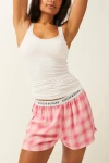 Stripe & Stare Ecovero Pyjama Shorts In Pink Check