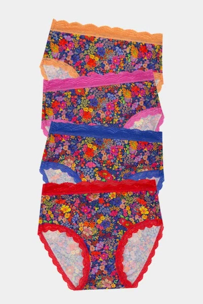 Stripe & Stare High Rise Knicker Four Pack In Full Bloom