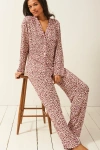 Stripe & Stare Long Pajama Set Liquorice Leopard In Liqourice Leopard