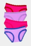 Stripe & Stare Original Knicker Four Pack In Pinks & Purples