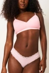 Stripe & Stare Padded Bra & Original Knicker Set In Pink A Boo