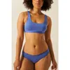 Stripe & Stare String Scoop Bra & Original Knicker Set In Amparo Blue