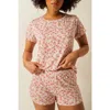 Stripe & Stare T-shirt & Bed Shorts Pj Set Antique White Floral In Antique Floral