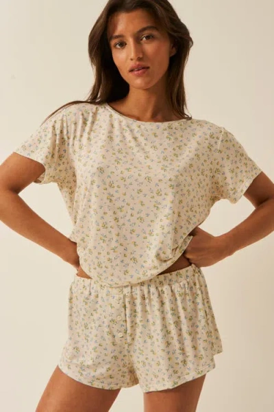 Stripe & Stare T-shirt & Short Set In Summer Lemon