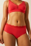 Stripe & Stare The Lace Plunge & Original Knicker Set In Hibiscus