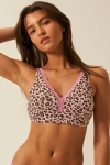 Stripe & Stare The Lace Plunge & Original Knicker Set In Liquorice Leopard