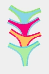 Stripe & Stare Thong Four Pack In Art Brights