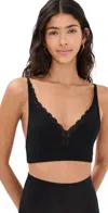 Stripe & Stare The Lace Plunge Bralette Black In Black