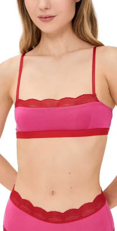STRIPE & STARE THE LACE SQUARE BRALETTE RASPBERRY/SCARLET