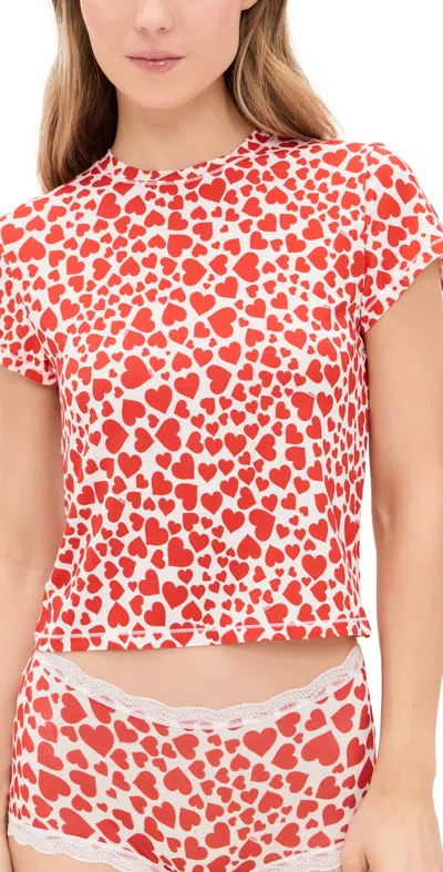 Stripe & Stare X Rixo Hearts T-shirt Ivory Loveheart