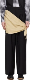 STRONGTHE BLACK & BEIGE WRAPPED TROUSERS
