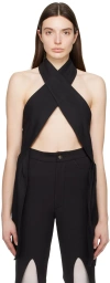 Strongthe Black Knotted Tank Top In Black (cotton)