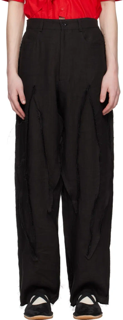 Strongthe Black Reversed Spiky Trousers