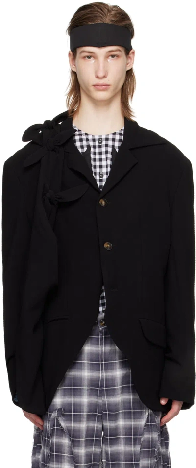 Strongthe Black Sash Knot Blazer