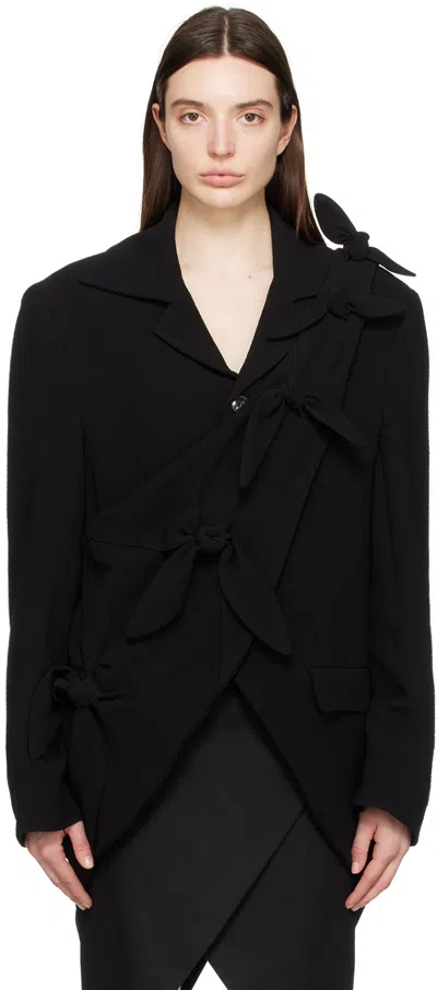 Strongthe Black Sash Knot Blazer