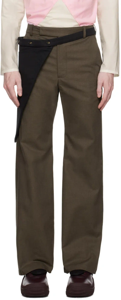 Strongthe Brown Pouch Trousers In Brown/ Black