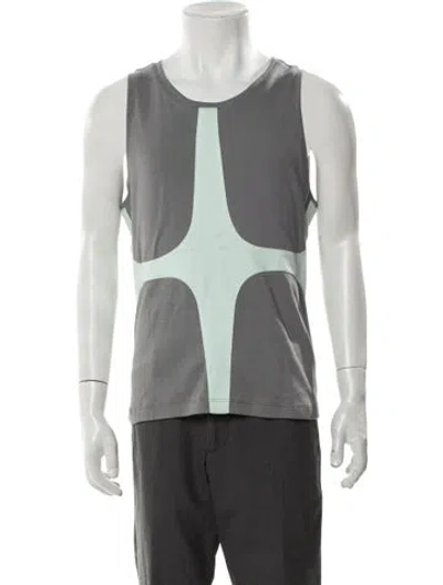 Pre-owned Strongthe Colorblock Pattern Scoop Neck Tank In Gray