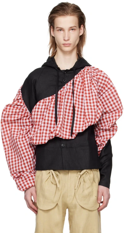 Strongthe Ssense Exclusive Red & Black Floating Hoodie In Red Checked/black