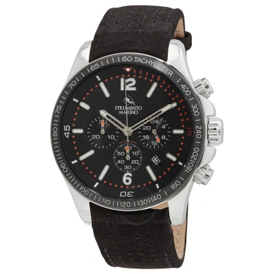 Strumento Marino Lincoln Leather Chronograph Quartz Black Dial Men's Watch Sm115l/ss/nr/nr