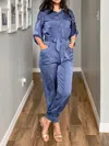 Strut & Bolt 3/4 Sleeve Dressy Jumpsuit In Deep Blue In Blue