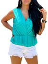 Strut & Bolt Around Town Sleeveless Top In Turquoise In Blue