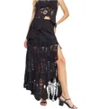 STRUT & BOLT ASYMMETRIC SCALLOPED CROCHET SKIRT IN BLACK