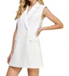 Strut & Bolt Back Cut-out Bow Double Breasted Blazer Mini Dress In Off White In White