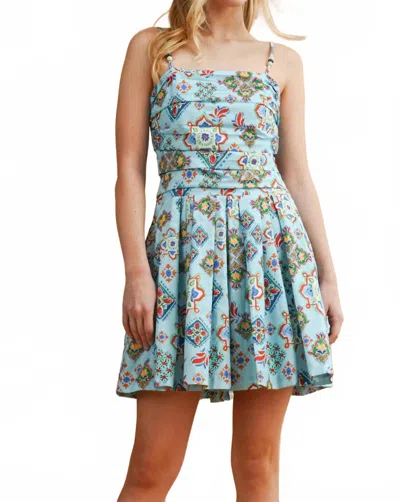 Strut & Bolt Bandana Mini Dress In Sky Blue