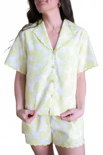 Strut & Bolt Botanical Scallop Top In Yellow In Multi