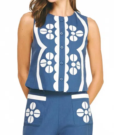 Strut & Bolt Capri Coast Vest In Blue / White In Multi