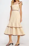 Strut & Bolt Cerene Layered Embroidery Midi Dress In Cream In White