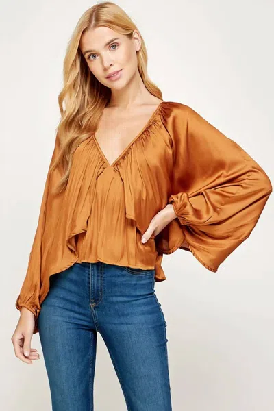 Strut & Bolt Cher Silky Blouse In Bronze In Brown