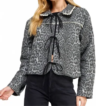 Strut & Bolt Chic Leopard Print Jacket In Grey In Gray