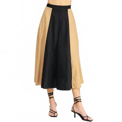 Strut & Bolt Colorblock Linen Skirt In Natural In Black