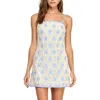 Strut & Bolt Contrast Diamond Pattern Mini Dress In Chambray In Blue