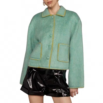 Strut & Bolt Contrast Embroidery Wool Jacket In Winter Green In Multi