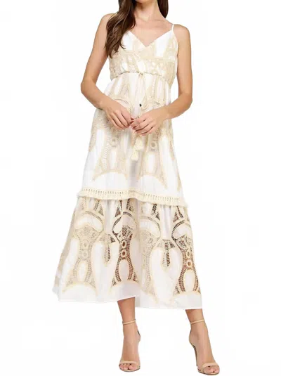 Strut & Bolt Crochet Lace Maxi Dress In White/beige